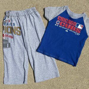 Chicago Cubs baseball MLB outfit Handmade reworked tshirt pajama set size 2t